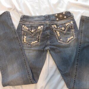 Women's Blue Jeans with Embellished Pockets